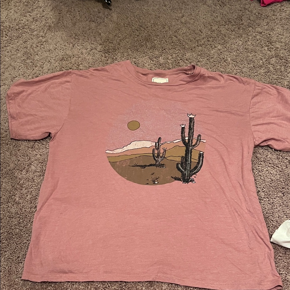 Pink Graphic T-Shirt with Desert Scene